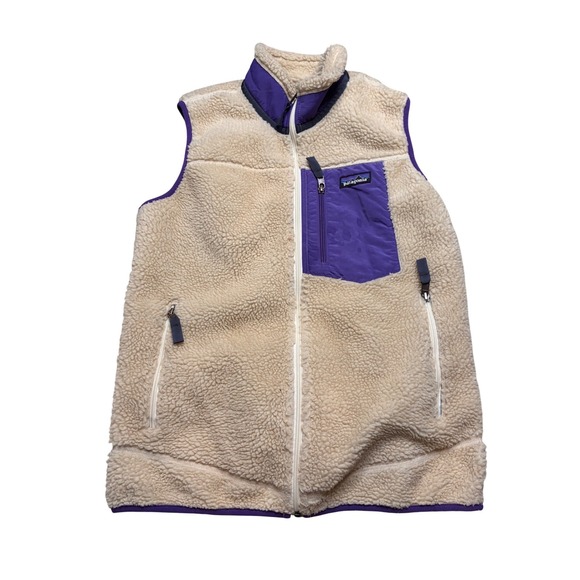 Patagonia Jackets & Blazers - Patagonia Womens Classic Retro-X Fleece Vest Cream Purple Medium